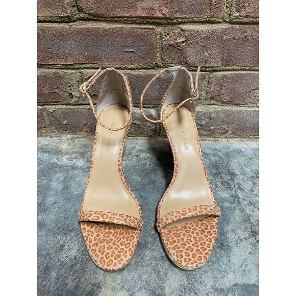 Banana Republic Tan Patent Cheetah Print Open Toe Stiletto Heels Size 6.… - Picture 3 of 12